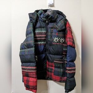 Polo Ralph Lauren Gorham Patchwork Print Down Jacket Men's Sz. Medium Puffer NEW